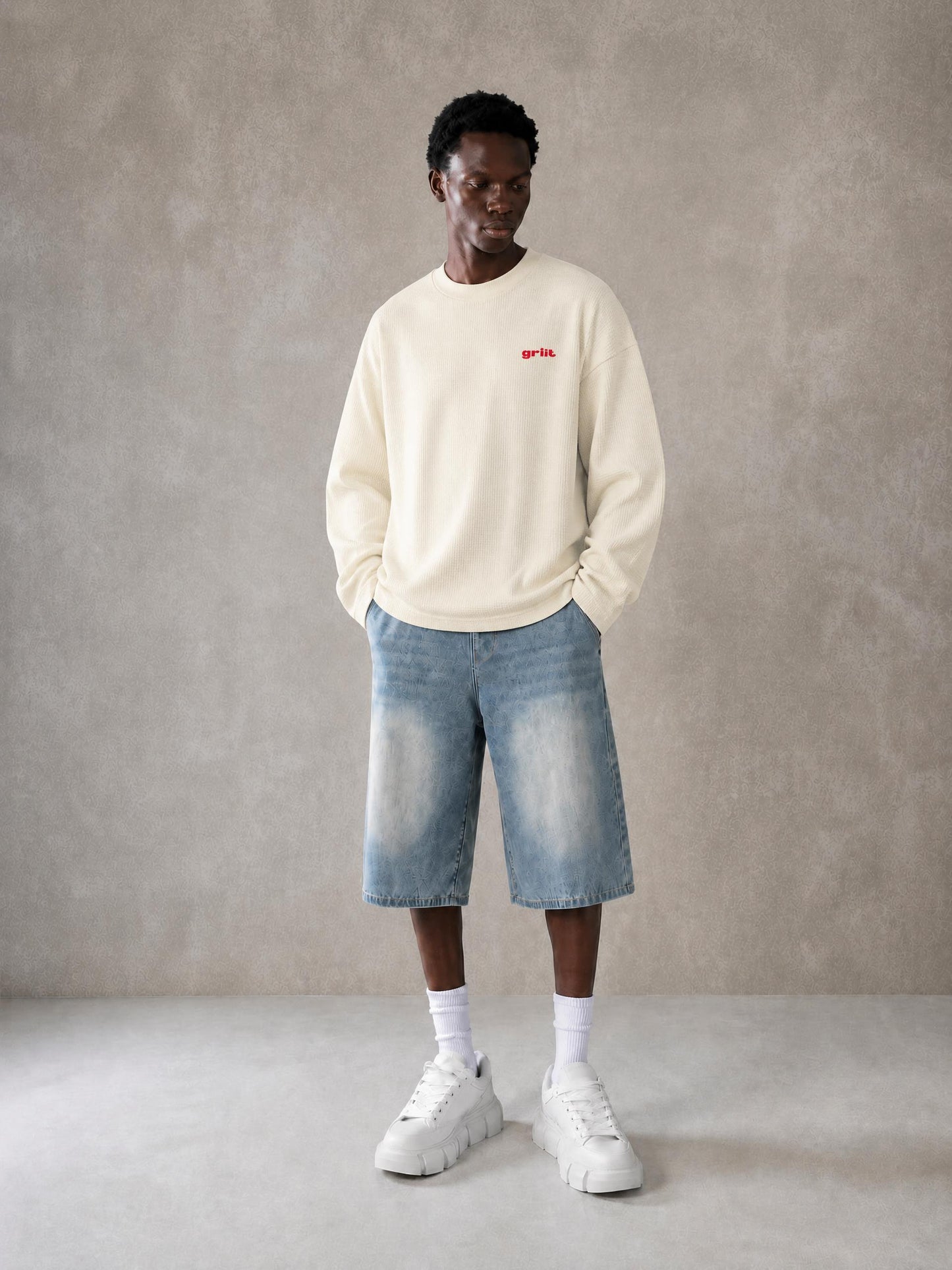 Unisex Waffle Raw Edge T-Shirt